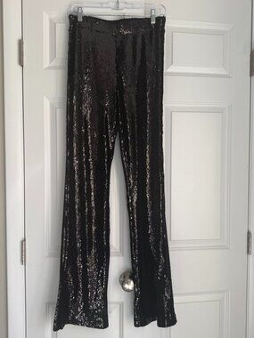**Sanctuary Black Sequin Wide-Leg Pants Size L | NWT | Holiday Party*